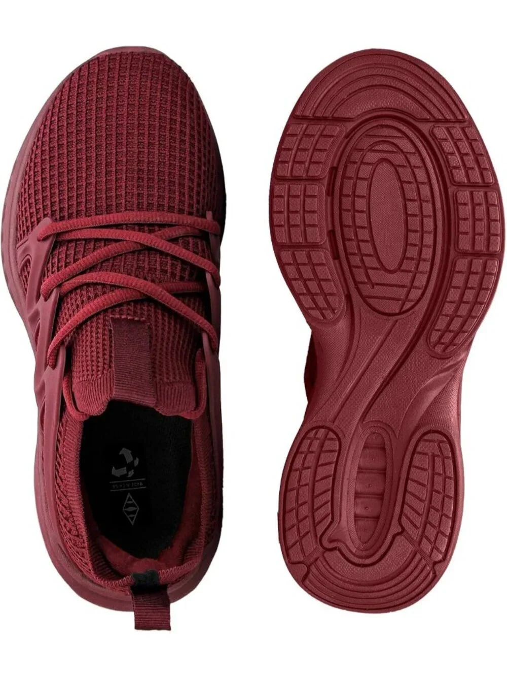 Mens Dark Red Lightweight Breathable Mesh Shock Athletic Slip On Walking Sneaker